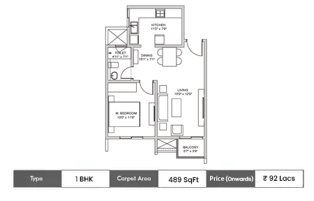 1 BHK 489 SqFt
