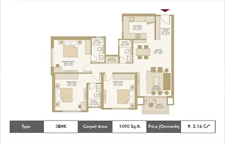 3 BHK 1090 Sq.ft