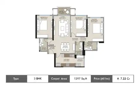 3 BHK - 1297 Sq.ft.