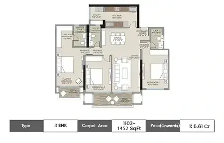 3 BHK-1103-1452 Sq.ft.