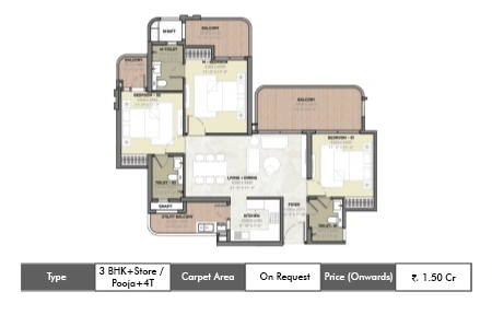 3 BHK+Store / Pooja+4T