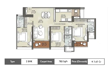 2 BHK-783 SqFt
