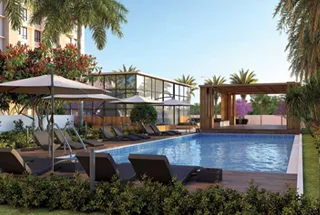 Swimming pool with deck