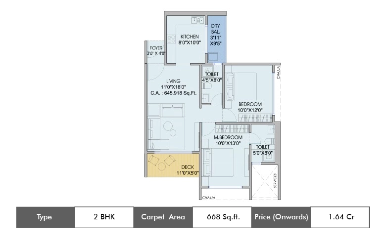 2 BHK 668