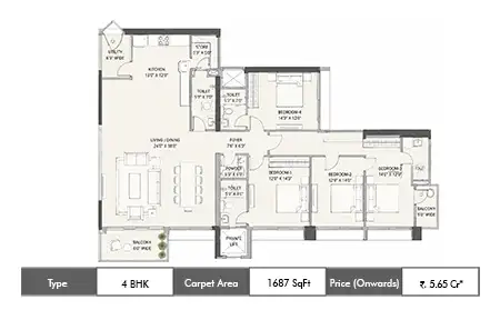 4 BHK 1687 SqFt
