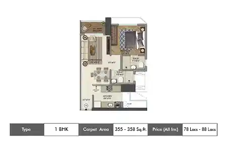 1 BHK-355-358 SqFt