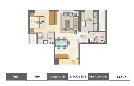 1 BHK-461-502 Sq.ft.