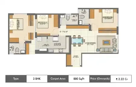 2 BHK-712 Sq.ft.