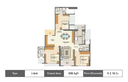 2 BHK-606 Sq.ft.