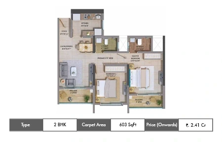 2 BHK 603 SqFt