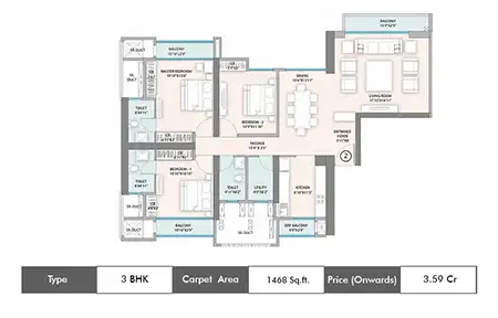 3 BHK-1468 Sq. ft.